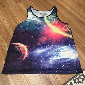 Pacific Surf Galaxy Print Tank Top Size Large